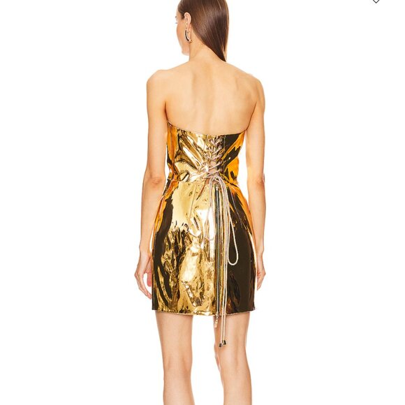 Bronx and Banco Gold Metallic Lace-Up Stallion Dress - S, NWT - Picture 2 of 8